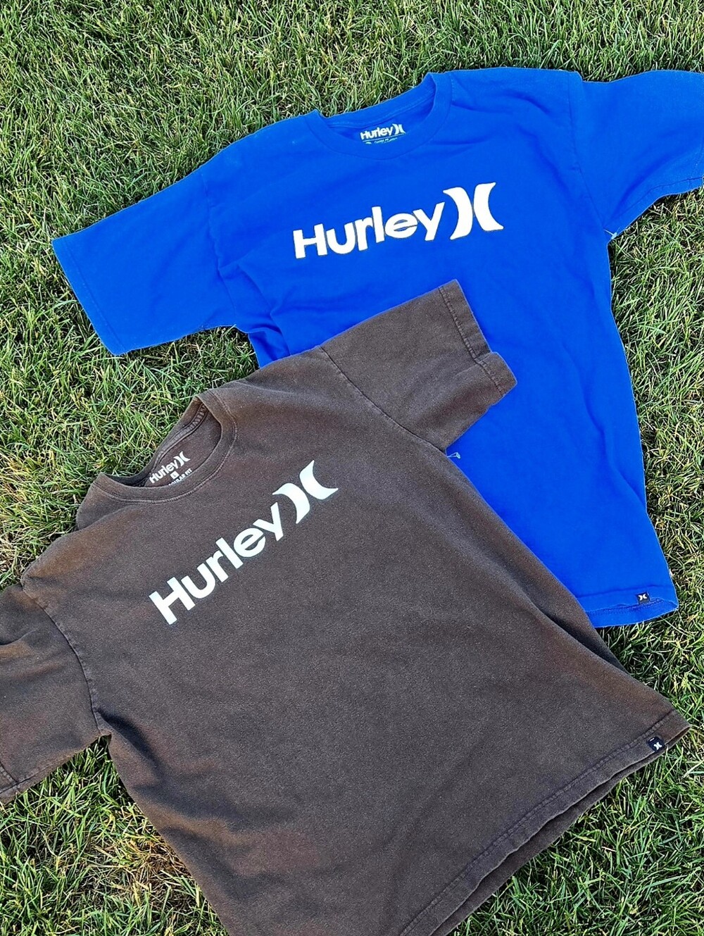(2) Classic Hurley Short Sleeve Tees- Blue and Brown